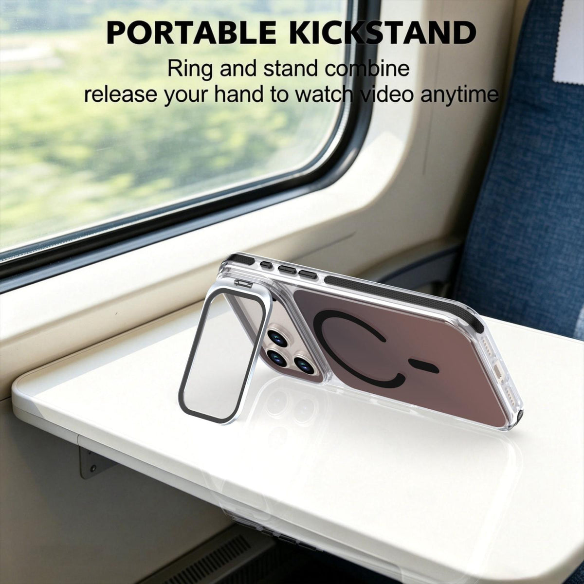 For iPhone 17 Pro Max Chameleon Gen2 Lens Cover Kickstand Magnetic Phone Case - Black - EDA010044517C