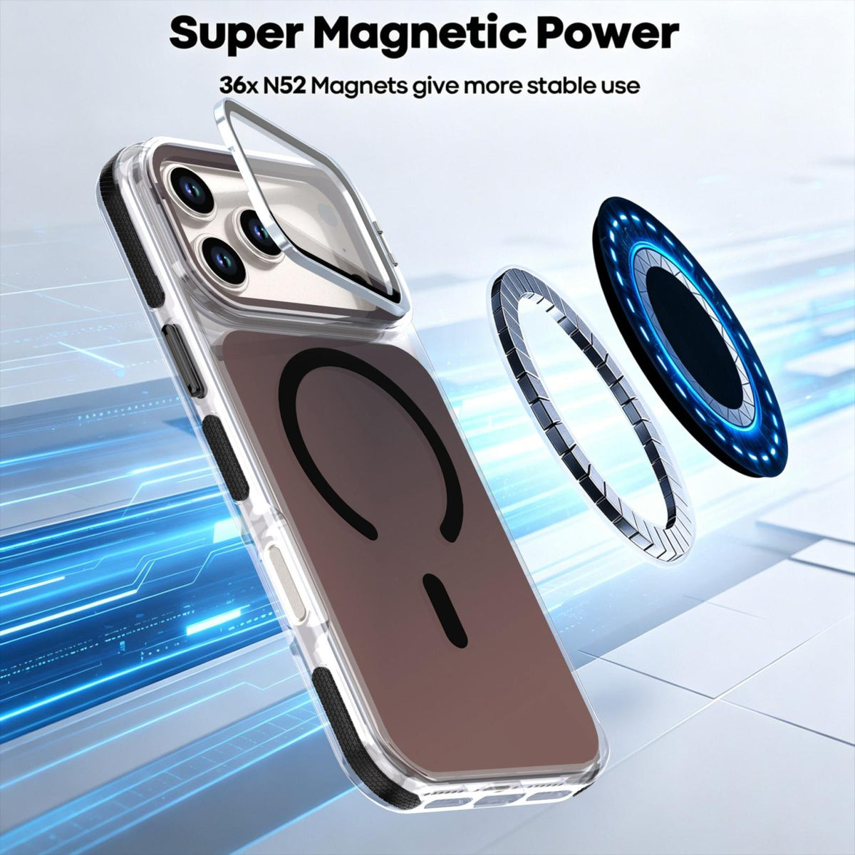 For iPhone 17 Pro Max Chameleon Gen2 Lens Cover Kickstand Magnetic Phone Case - Black - EDA010044517C
