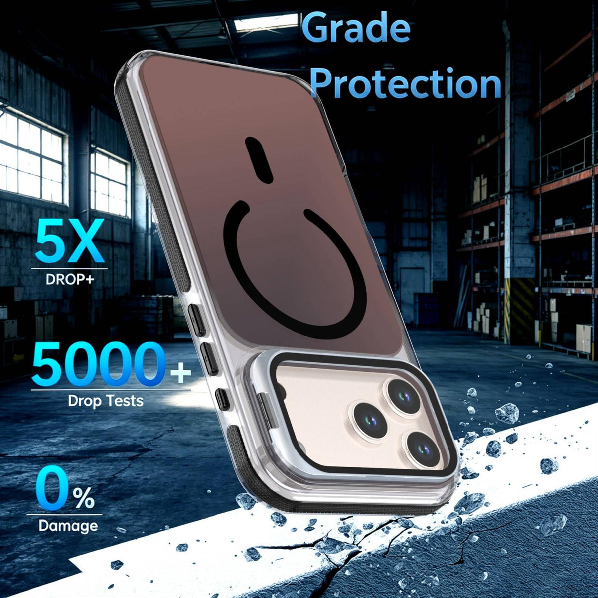 For iPhone 17 Pro Max Chameleon Gen2 Lens Cover Kickstand Magnetic Phone Case - Black - EDA010044517C