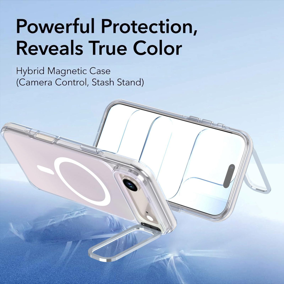 For iPhone Air Chameleon Gen2 Lens Cover Kickstand Magnetic Phone Case - White - EDA010044520A