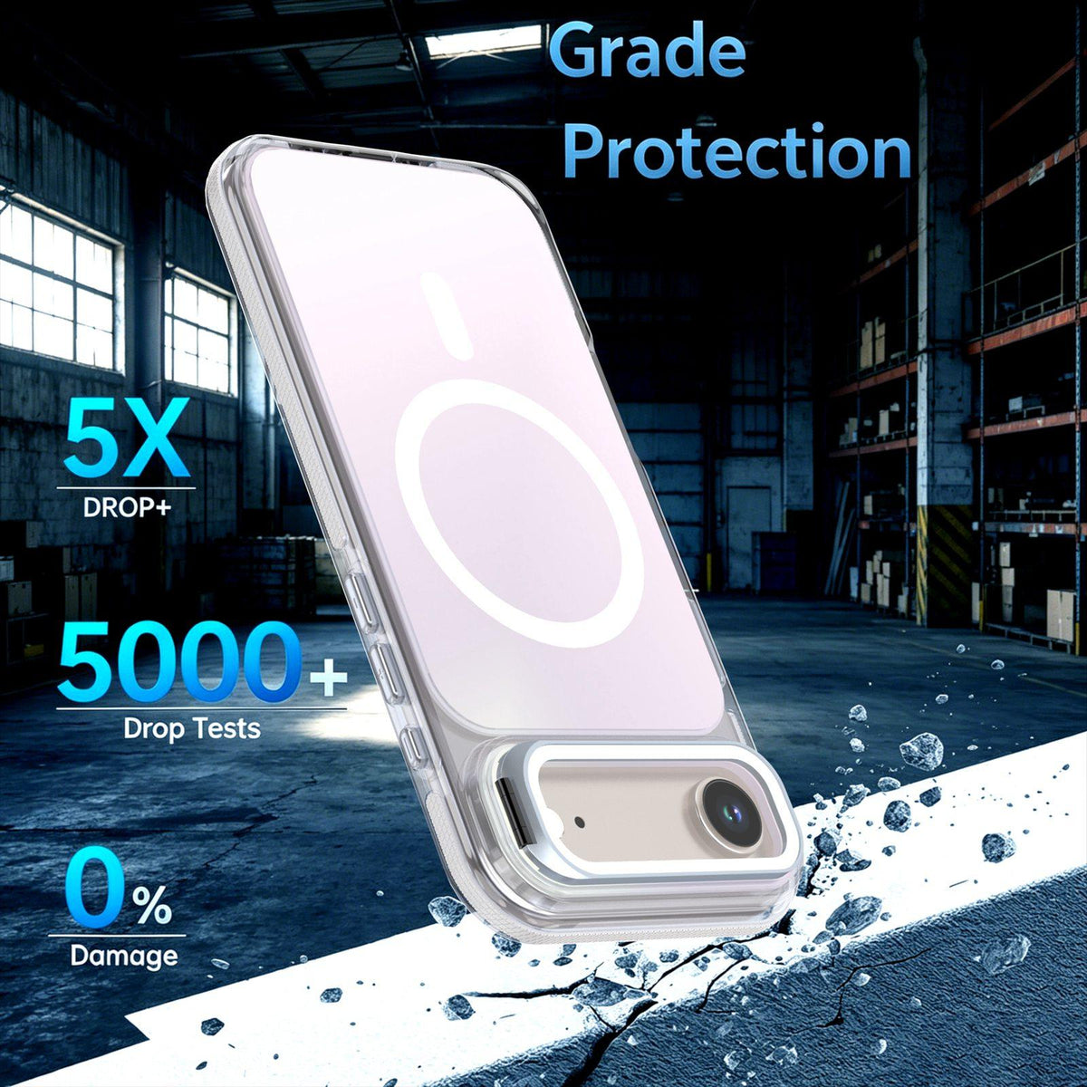 For iPhone Air Chameleon Gen2 Lens Cover Kickstand Magnetic Phone Case - White - EDA010044520A