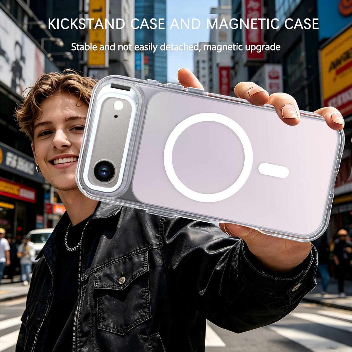 For iPhone Air Chameleon Gen2 Lens Cover Kickstand Magnetic Phone Case - White - EDA010044520A