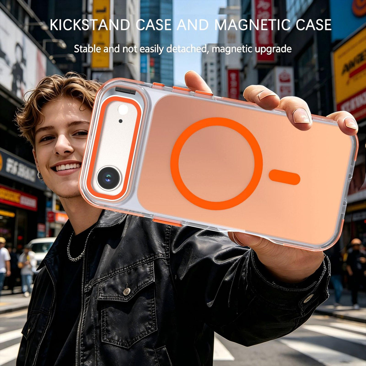 For iPhone Air Chameleon Gen2 Lens Cover Kickstand Magnetic Phone Case - Orange - EDA010044520B