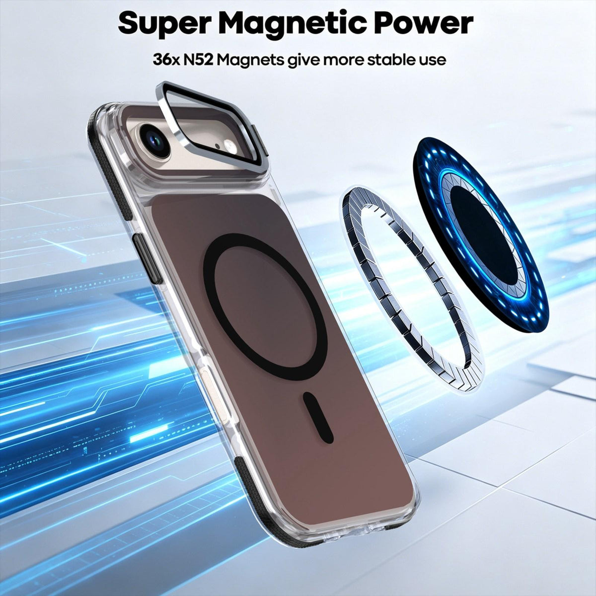 For iPhone Air Chameleon Gen2 Lens Cover Kickstand Magnetic Phone Case - Black - EDA010044520C