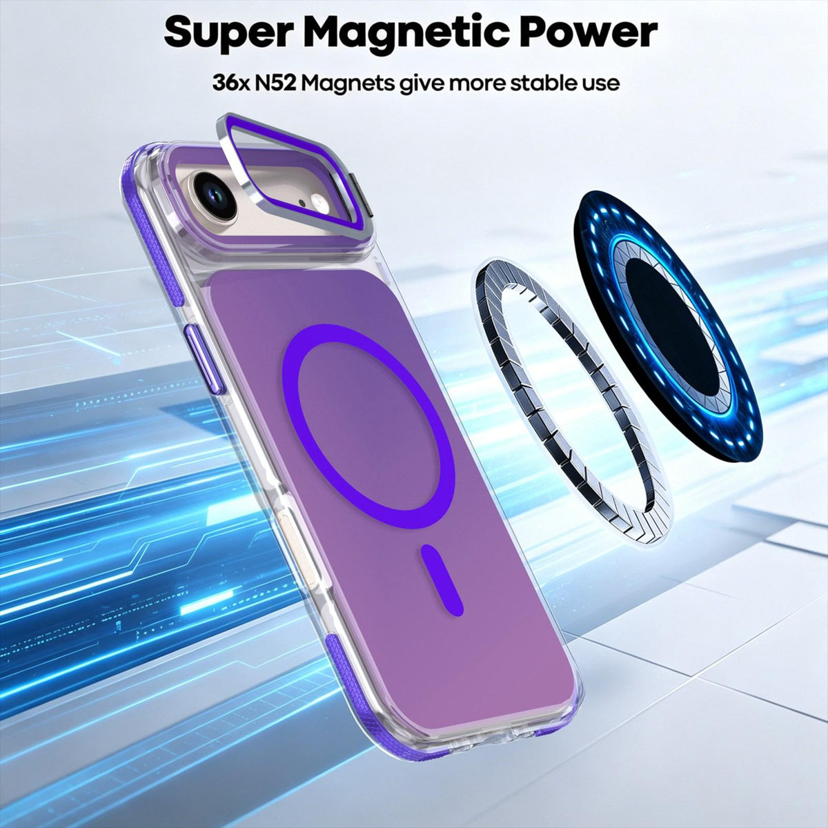 For iPhone Air Chameleon Gen2 Lens Cover Kickstand Magnetic Phone Case - Purple - EDA010044520D