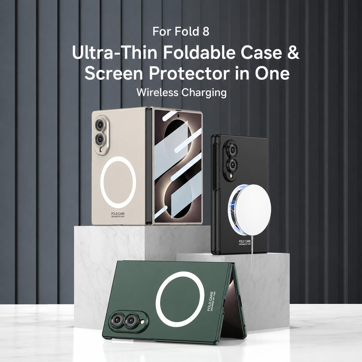 For Galaxy Z Fold8 5G GKK Integrated Ultra-thin Full Cover Magnetic Phone Case(Green)