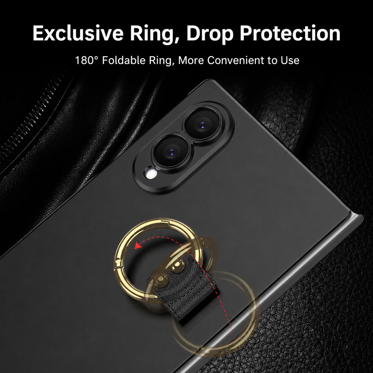 For Galaxy Z Fold8 5G GKK Integrated Ultra-thin PC Full Coverage Phone Case with Ring Holder(Black)