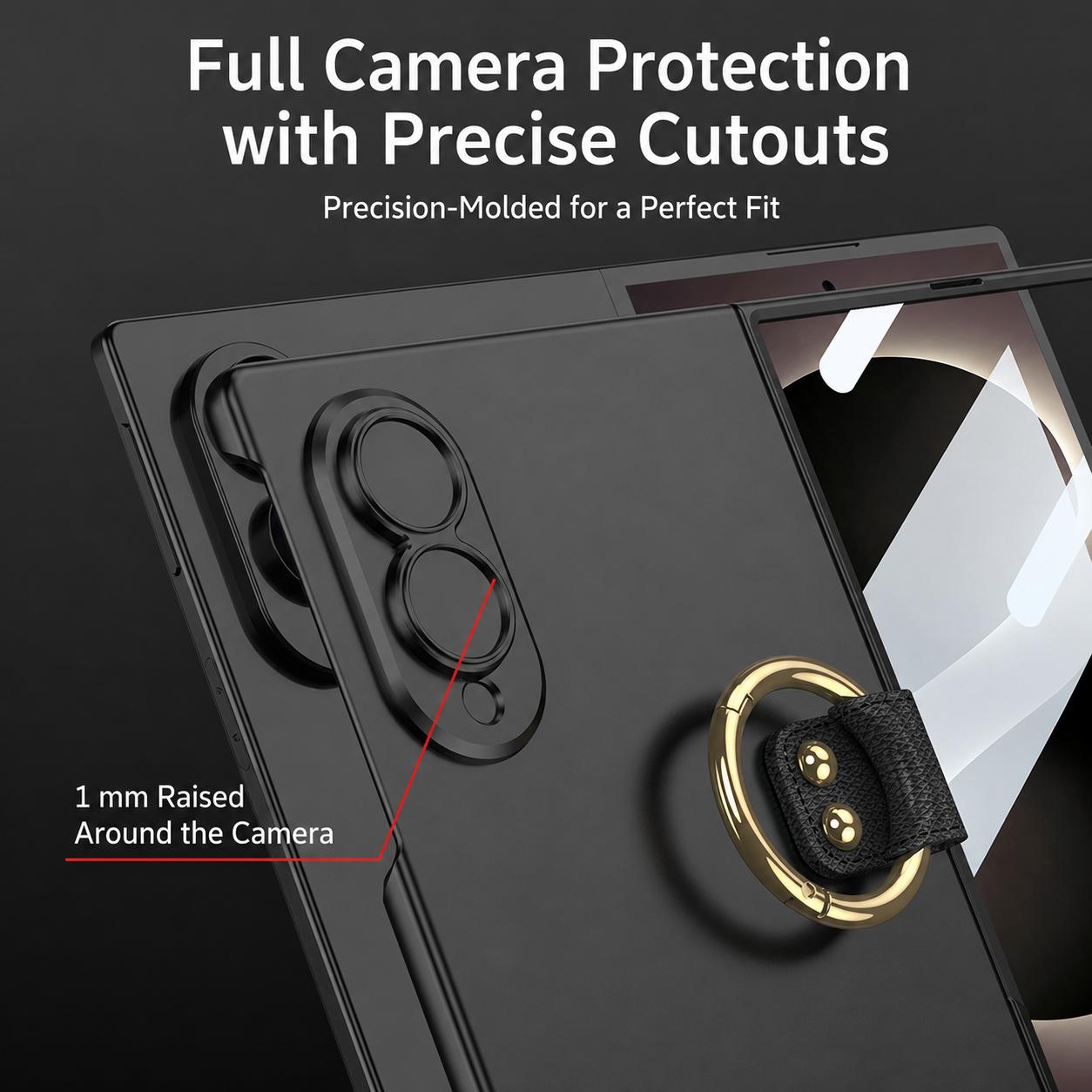 For Galaxy Z Fold8 5G GKK Integrated Ultra-thin PC Full Coverage Phone Case with Ring Holder(Black)