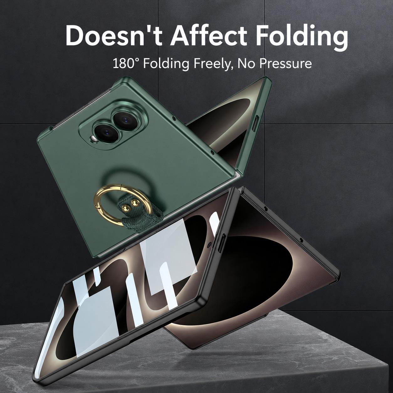 For Galaxy Z Fold8 5G GKK Integrated Ultra-thin PC Full Coverage Phone Case with Ring Holder(Black)