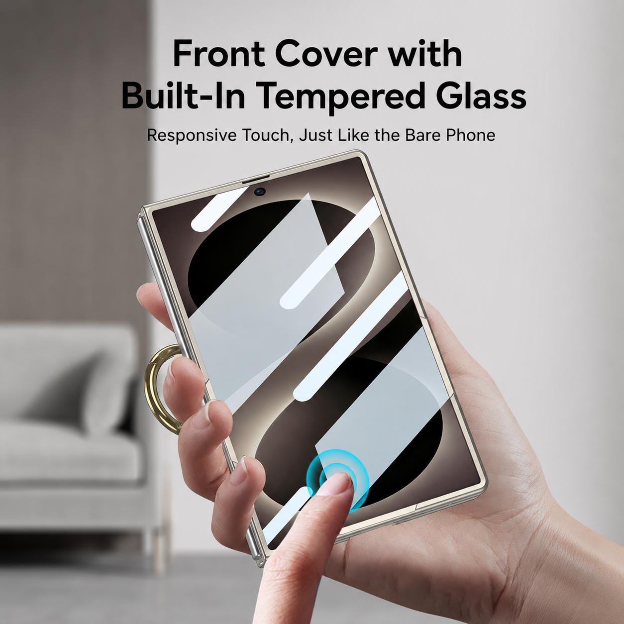 For Galaxy Z Fold8 5G GKK Integrated Ultra-thin PC Full Coverage Phone Case with Ring Holder(Black)