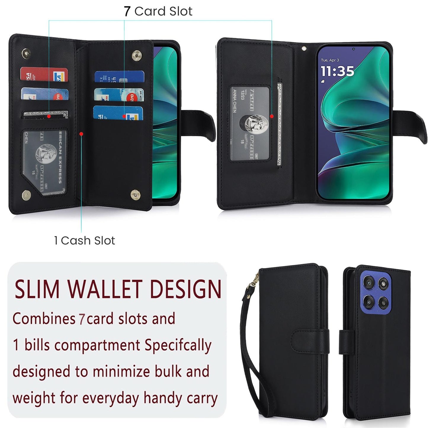 For Motorola Moto G Stylus 2025 / Edge 60 Stylus Multi-Card Wallet RFID Leather Phone Case(Black)