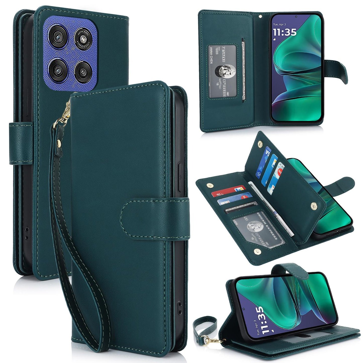 For Motorola Moto G Stylus 2025 / Edge 60 Stylus Multi-Card Wallet RFID Leather Phone Case(Green)