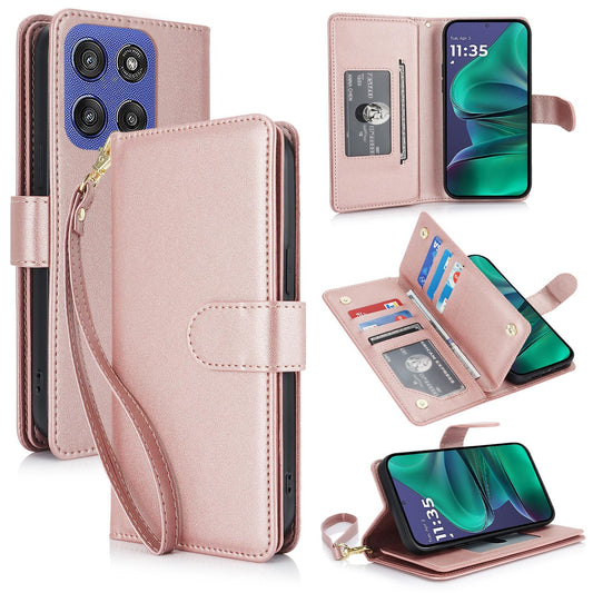 For Motorola Moto G Stylus 2025 / Edge 60 Stylus Multi-Card Wallet RFID Leather Phone Case(Rose Gold)