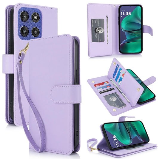 For Motorola Moto G Stylus 2025 / Edge 60 Stylus Multi-Card Wallet RFID Leather Phone Case(Light Purple)