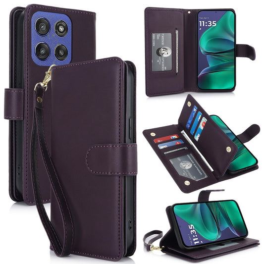 For Motorola Moto G Stylus 2025 / Edge 60 Stylus Multi-Card Wallet RFID Leather Phone Case(Dark Purple)