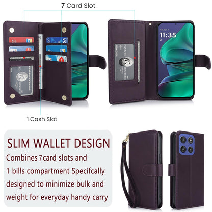 For Motorola Moto G Stylus 2025 / Edge 60 Stylus Multi-Card Wallet RFID Leather Phone Case(Dark Purple)