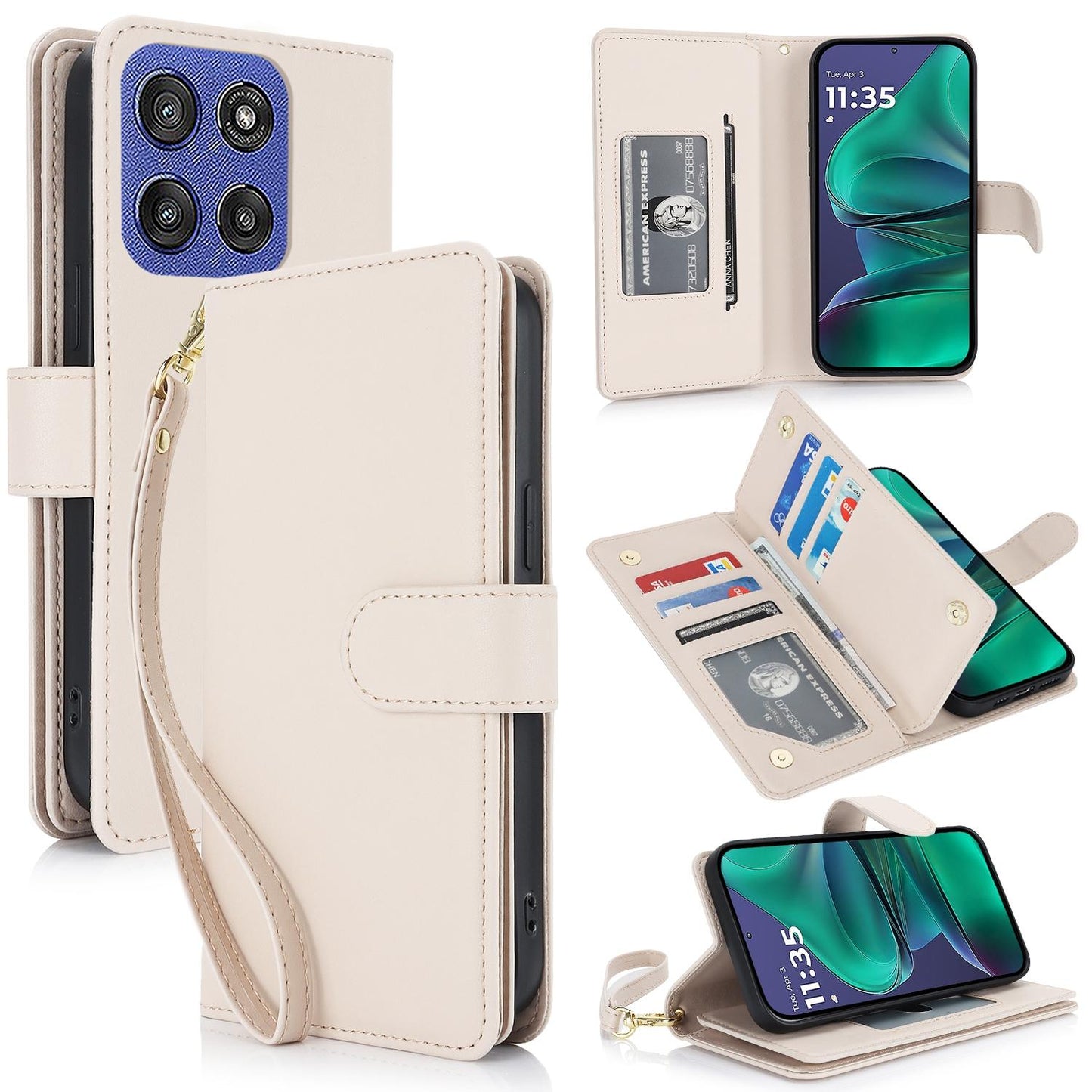 For Motorola Moto G Stylus 2025 / Edge 60 Stylus Multi-Card Wallet RFID Leather Phone Case(Apricot)