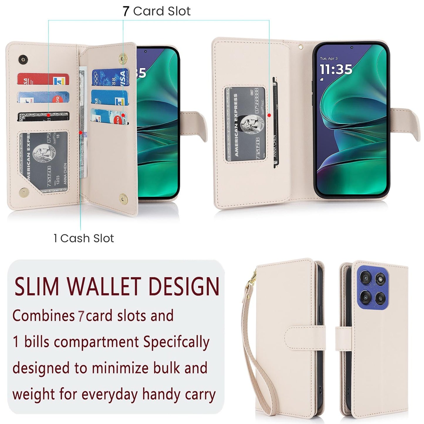 For Motorola Moto G Stylus 2025 / Edge 60 Stylus Multi-Card Wallet RFID Leather Phone Case(Apricot)