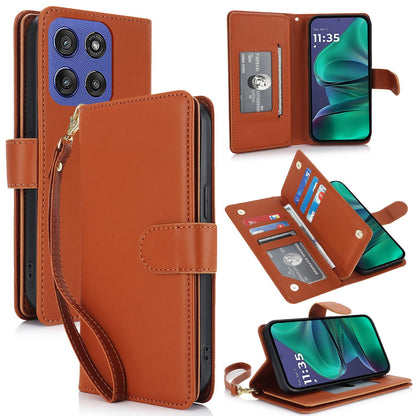 For Motorola Moto G Stylus 2025 / Edge 60 Stylus Multi-Card Wallet RFID Leather Phone Case(Brown)