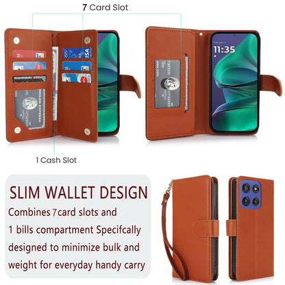 For Motorola Moto G Stylus 2025 / Edge 60 Stylus Multi-Card Wallet RFID Leather Phone Case(Brown)