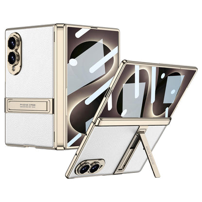 For Galaxy Z Fold8 5G GKK Integrated Triumph Phantom Magnetic Leather Phone Case with Holder(White)