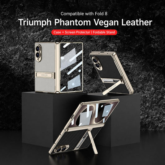 For Galaxy Z Fold8 5G GKK Integrated Triumph Phantom Magnetic Leather Phone Case with Holder(White)