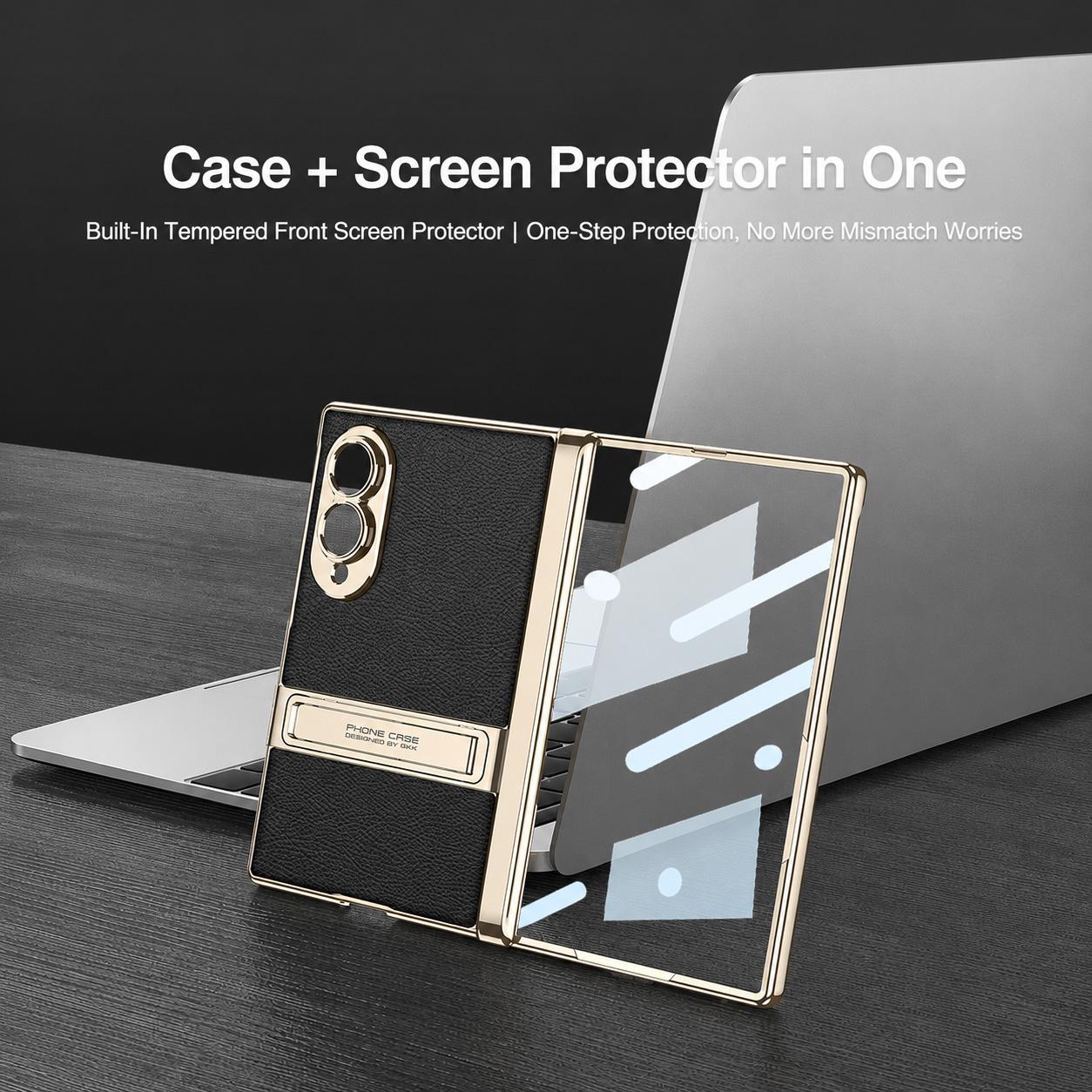 For Galaxy Z Fold8 5G GKK Integrated Triumph Phantom Magnetic Leather Phone Case with Holder(White)