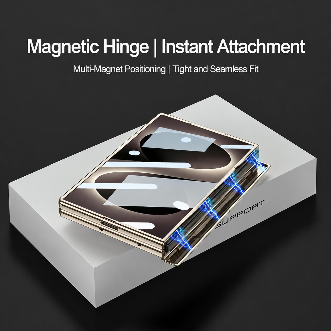 For Galaxy Z Fold8 5G GKK Integrated Triumph Phantom Magnetic Leather Phone Case with Holder(White)