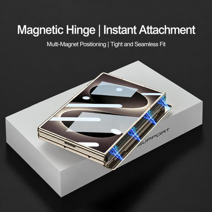 For Galaxy Z Fold8 5G GKK Integrated Triumph Phantom Magnetic Leather Phone Case with Holder(White)