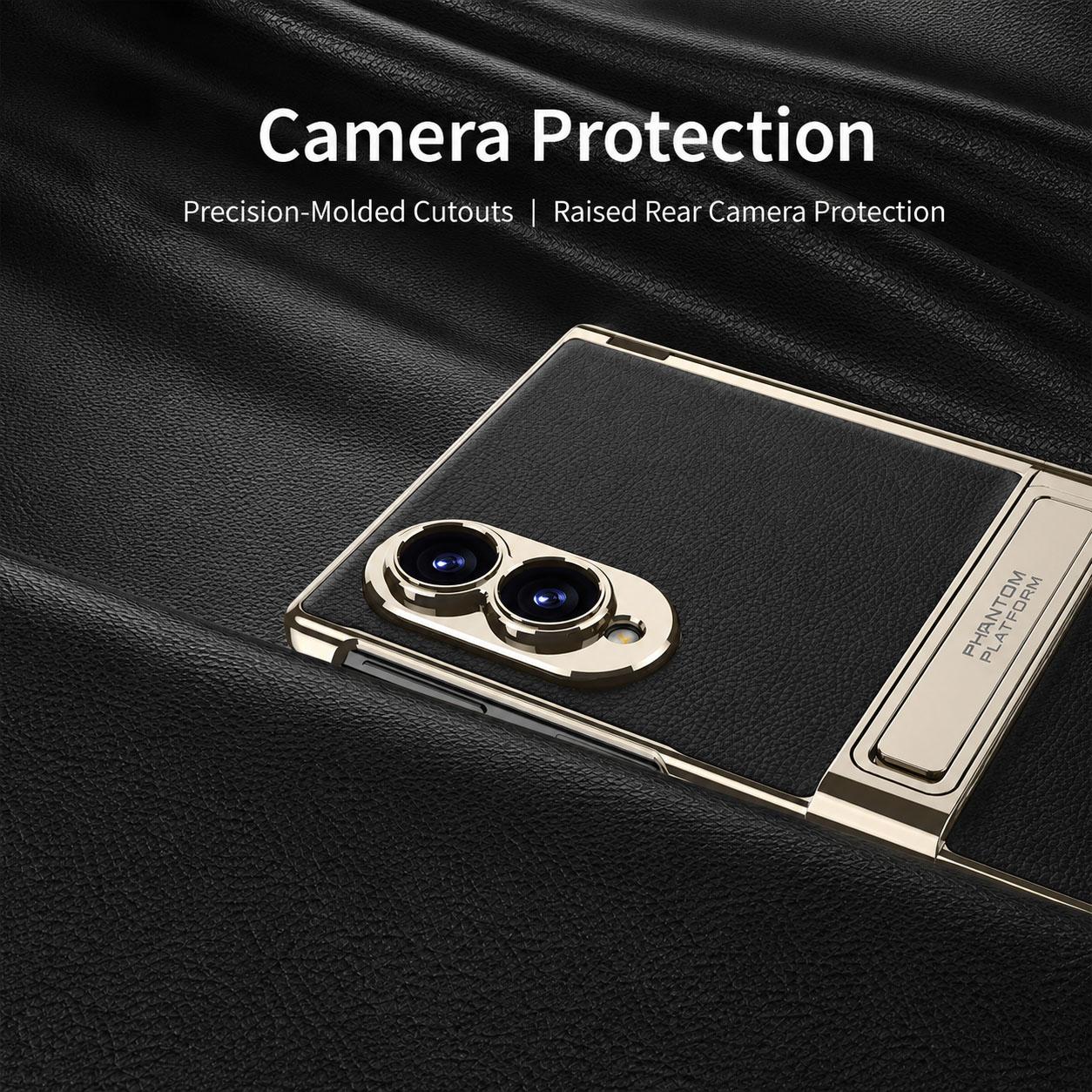 For Galaxy Z Fold8 5G GKK Integrated Triumph Phantom Magnetic Leather Phone Case with Holder(White)