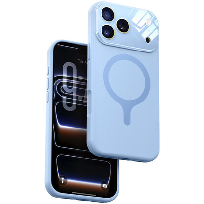 For iPhone 17 Pro Max Liquid Silicone Magnetic Camera Full Coverage Phone Case - Blue - EDA010047701H