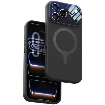 For iPhone 17 Pro Liquid Silicone Magnetic Camera Full Coverage Phone Case - Black - EDA010047702E