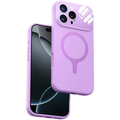 For iPhone 16 Pro Max Liquid Silicone Magnetic Camera Full Coverage Phone Case - Purple - EDA010047704C