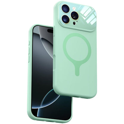 For iPhone 16 Pro Liquid Silicone Magnetic Camera Full Coverage Phone Case - Green - EDA010047705B