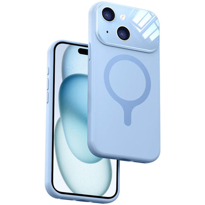 For iPhone 15 Liquid Silicone Magnetic Camera Full Coverage Phone Case - Blue - EDA010047709H