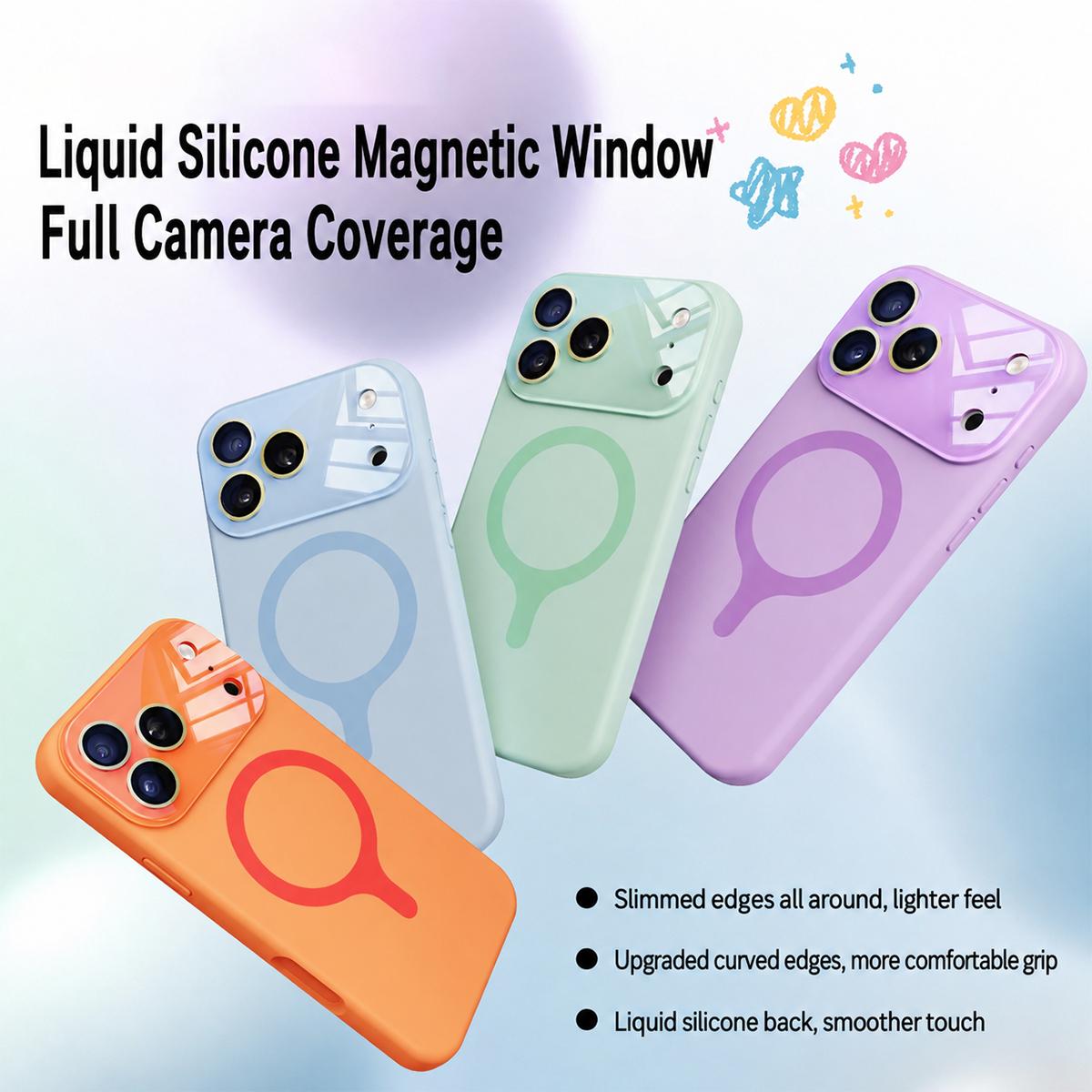 For iPhone 16 Pro Max Liquid Silicone Magnetic Camera Full Coverage Phone Case - Green - EDA010047704B