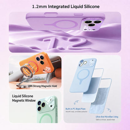 For iPhone 17 Pro Liquid Silicone Magnetic Camera Full Coverage Phone Case - Antique White - EDA010047702A