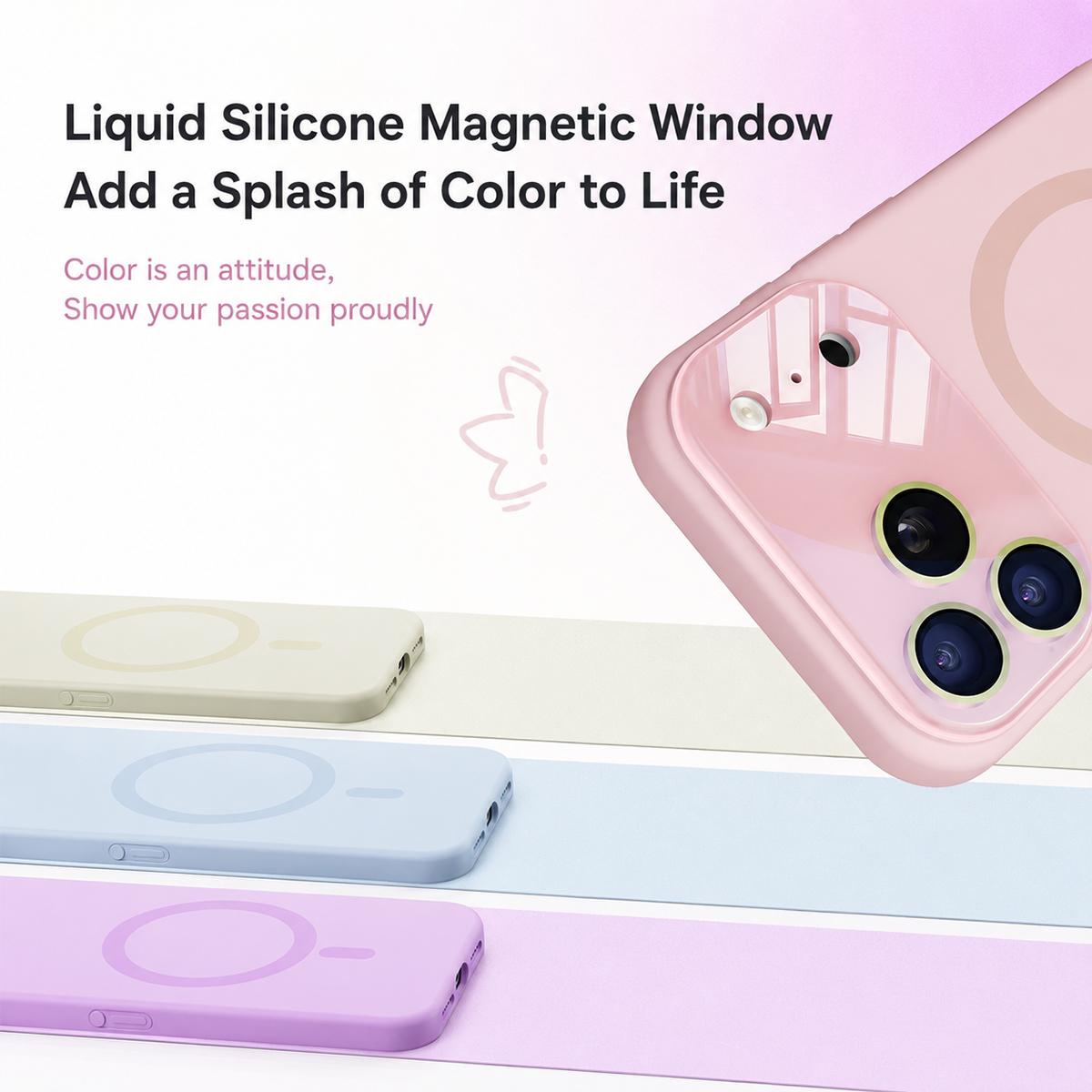 For iPhone 16 Pro Max Liquid Silicone Magnetic Camera Full Coverage Phone Case - Green - EDA010047704B