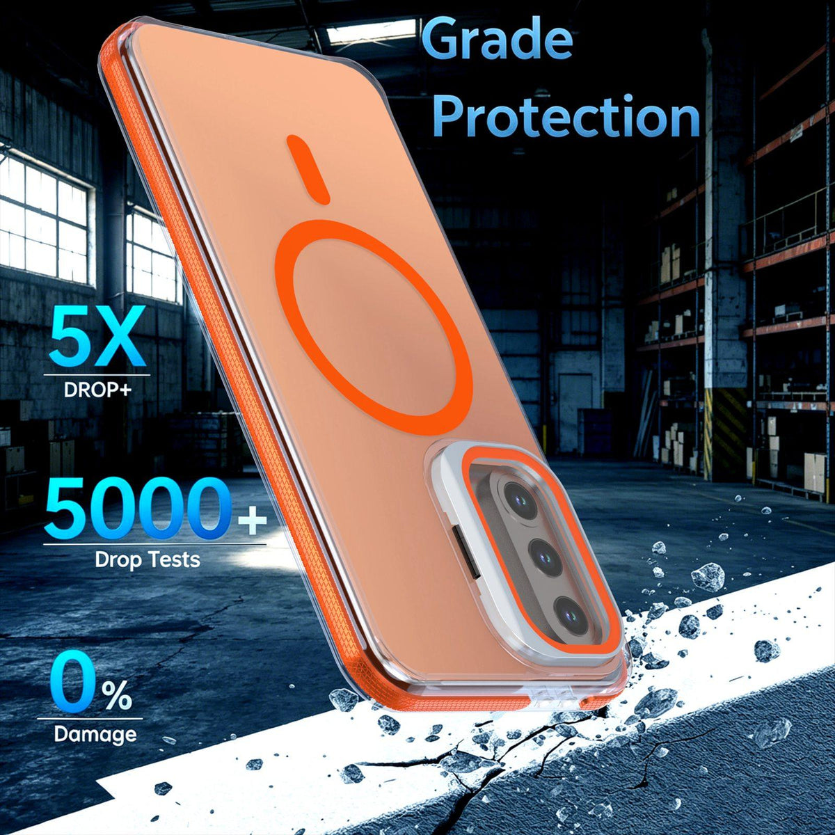 For Galaxy A36 / A56 / A37 5G Chameleon Gen2 Lens Cover Kickstand Magnetic Phone Case - Orange - EDA010048710B