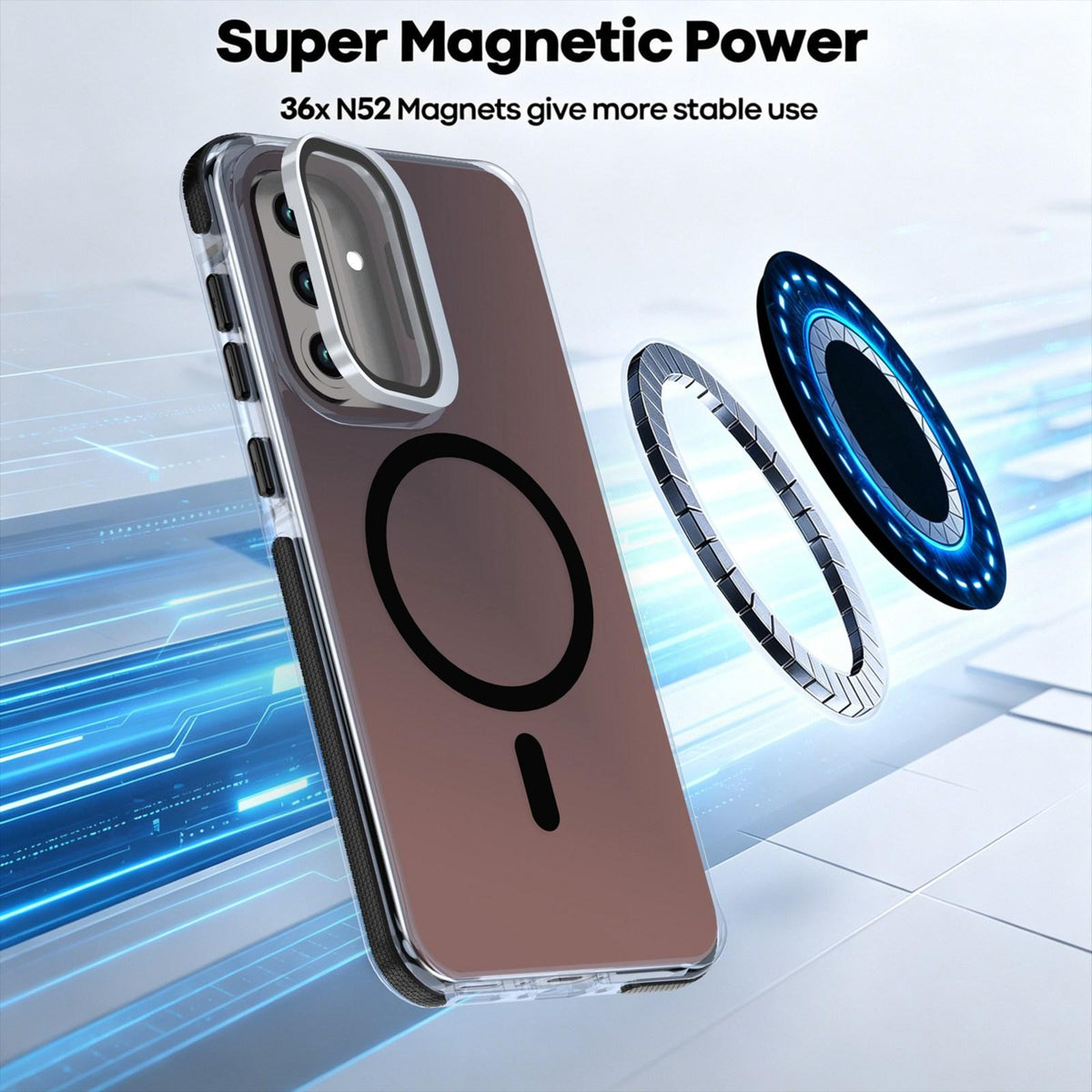 For Galaxy A36 / A56 / A37 5G Chameleon Gen2 Lens Cover Kickstand Magnetic Phone Case - Black - EDA010048710C