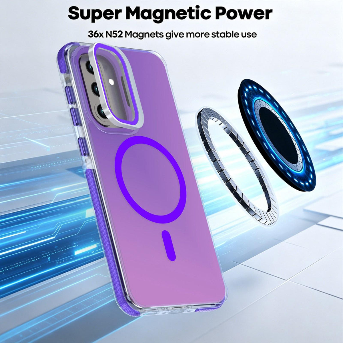 For Galaxy A36 / A56 / A37 5G Chameleon Gen2 Lens Cover Kickstand Magnetic Phone Case - Purple - EDA010048710D