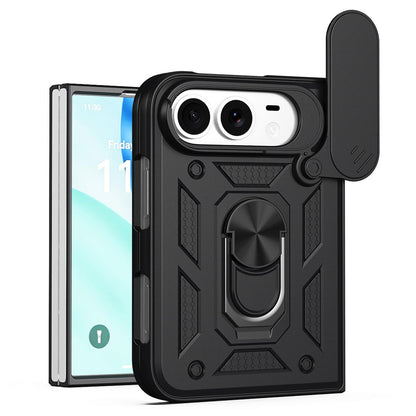For iPhone Duo Sliding Camera Cover Design TPU+PC Phone Case - Black - EDA010050001A