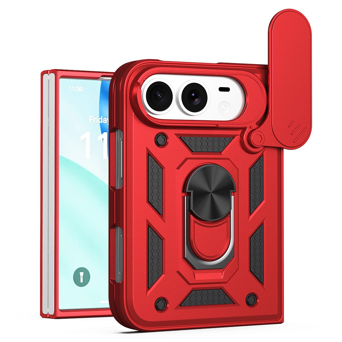 For iPhone Duo Sliding Camera Cover Design TPU+PC Phone Case - Red - EDA010050001B