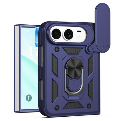 For iPhone Duo Sliding Camera Cover Design TPU+PC Phone Case - Blue - EDA010050001C