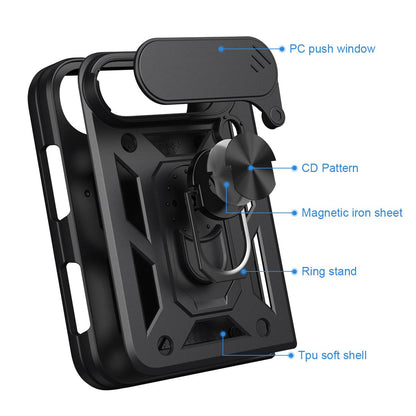 For iPhone Duo Sliding Camera Cover Design TPU+PC Phone Case - Blue - EDA010050001C