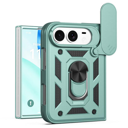 For iPhone Duo Sliding Camera Cover Design TPU+PC Phone Case - Green - EDA010050001D