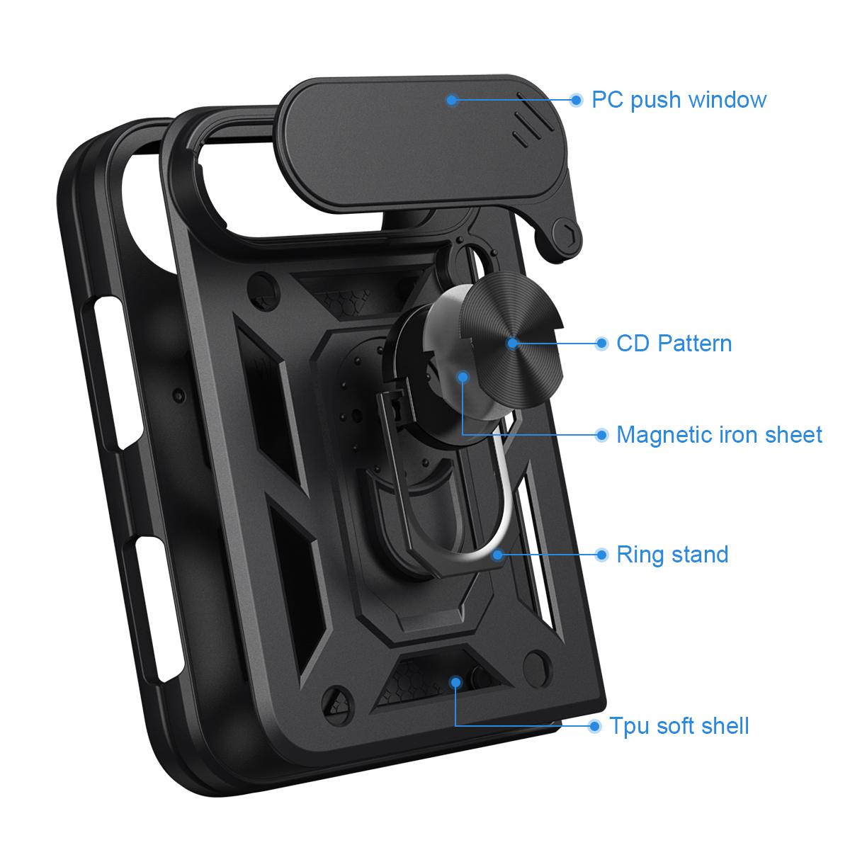 For iPhone Duo Sliding Camera Cover Design TPU+PC Phone Case - Silver - EDA010050001G