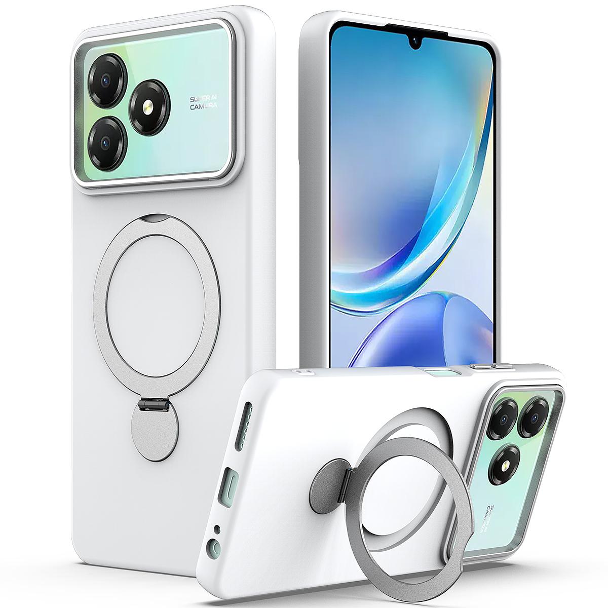 For ZTE Blade A36 / A56 Pro / A76 4G Gen1.5 Pivot Ring Holder TPU Hybrid PC Phone Case - White - EDA010050101A