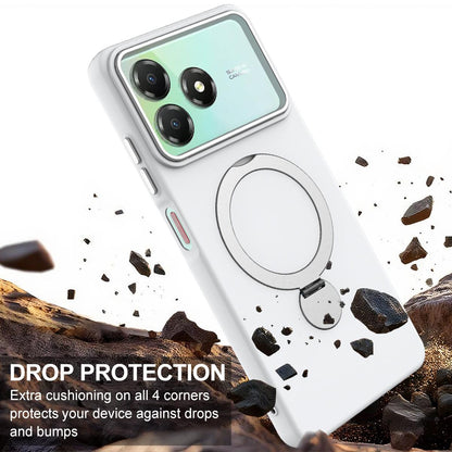 For ZTE Blade A36 / A56 Pro / A76 4G Gen1.5 Pivot Ring Holder TPU Hybrid PC Phone Case - White - EDA010050101A
