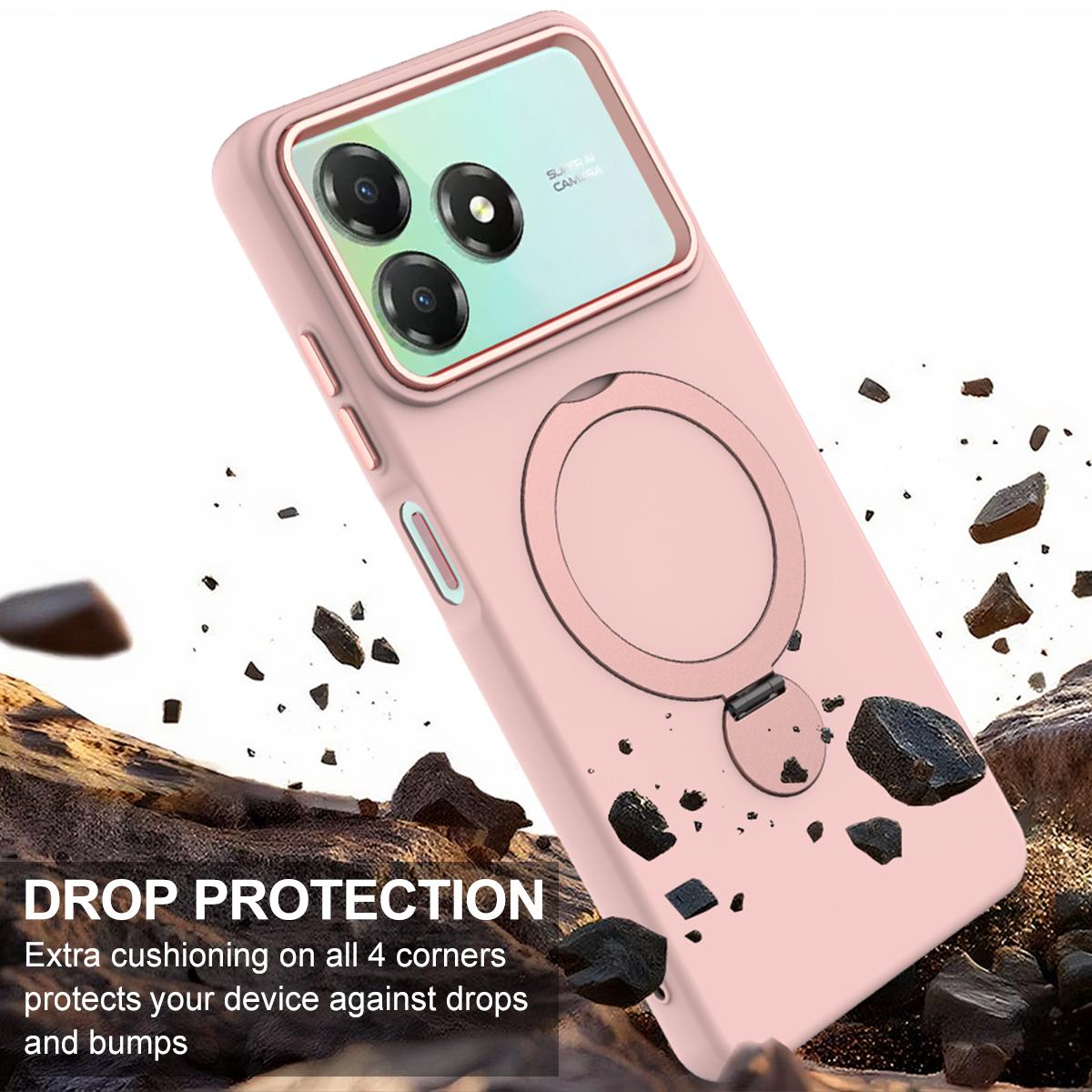 For ZTE Blade A36 / A56 Pro / A76 4G Gen1.5 Pivot Ring Holder TPU Hybrid PC Phone Case - Pink - EDA010050101B